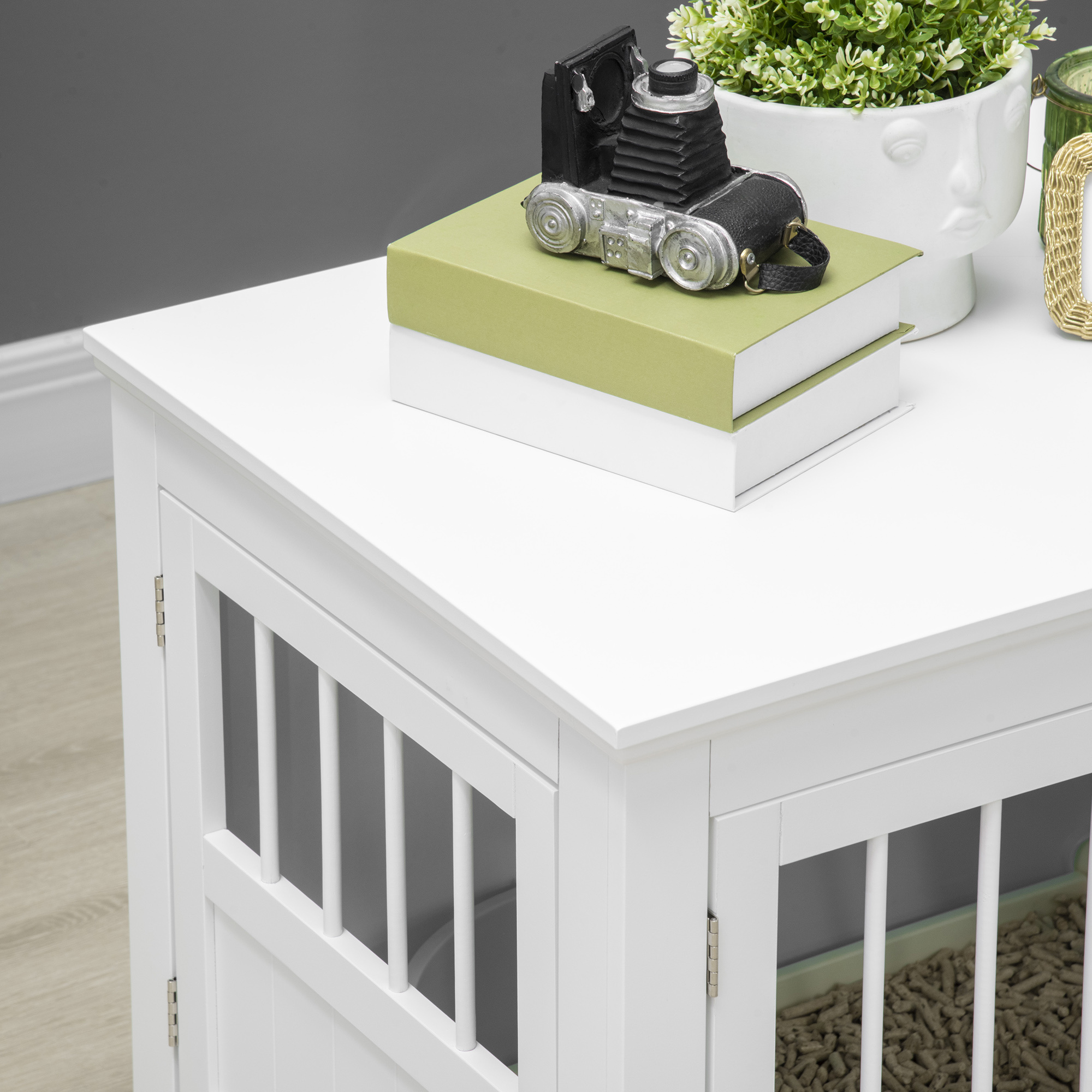 White Dog Crate End Table, Furniture Style, for Small Dogs - Image 6