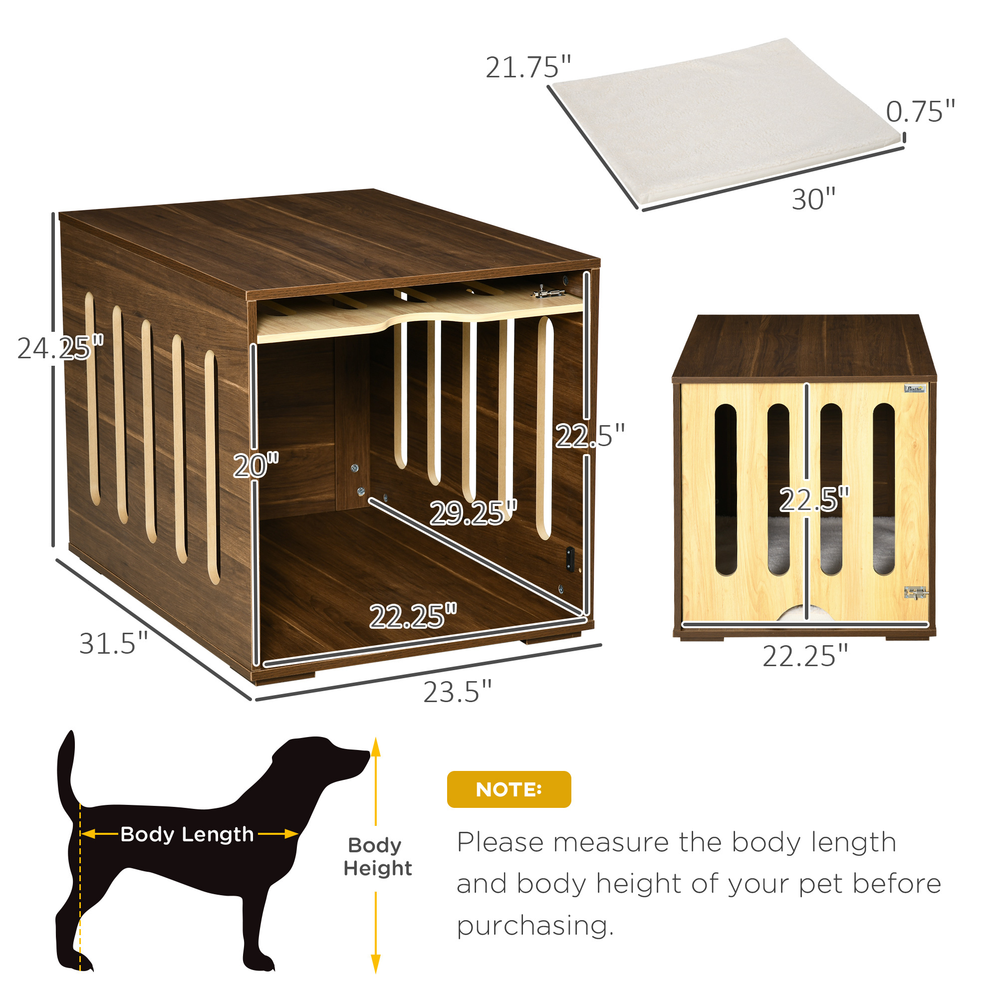 Dog Crate End Table with Cushion and Slide-Under Door - Image 7