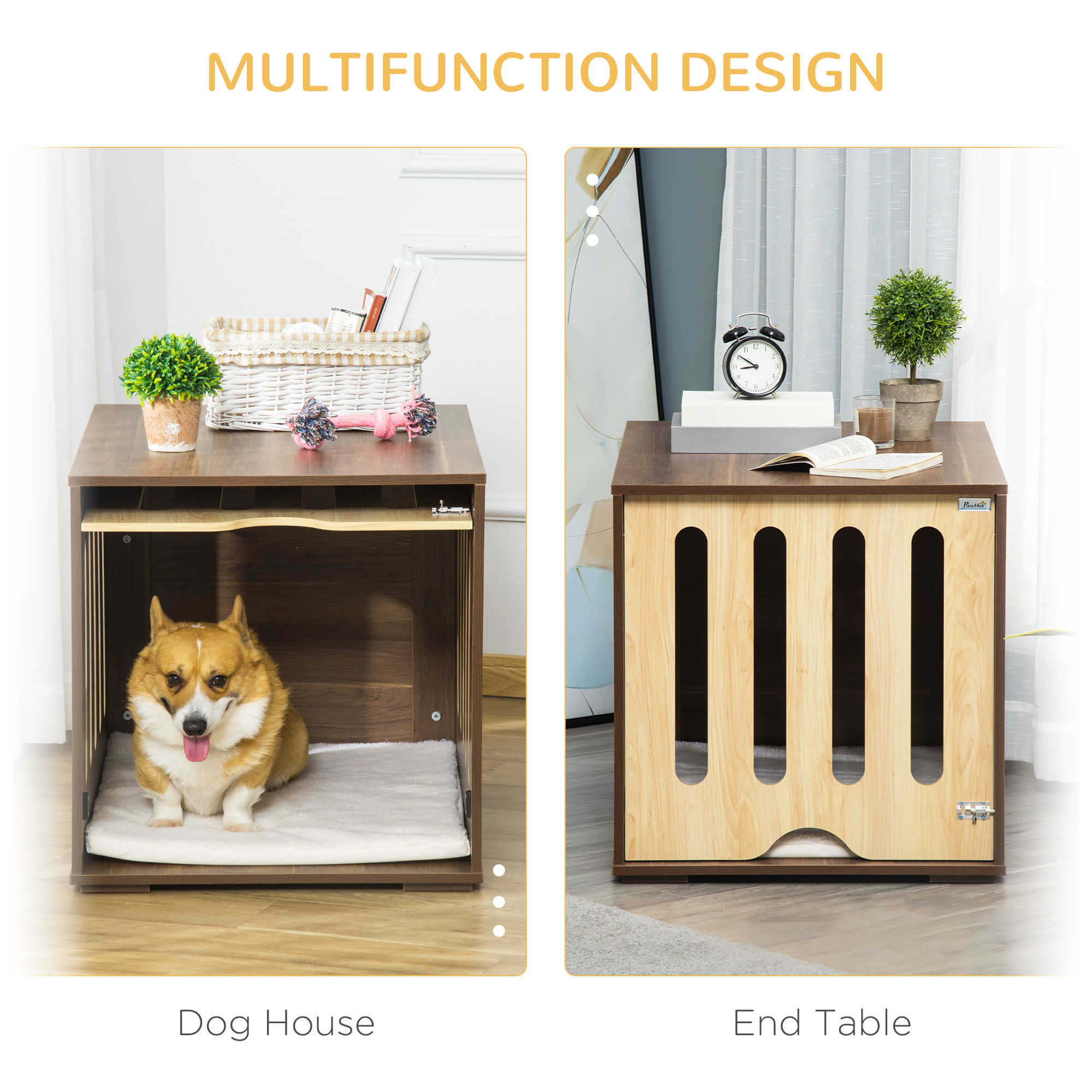 Dog Crate End Table with Cushion and Slide-Under Door - Image 6