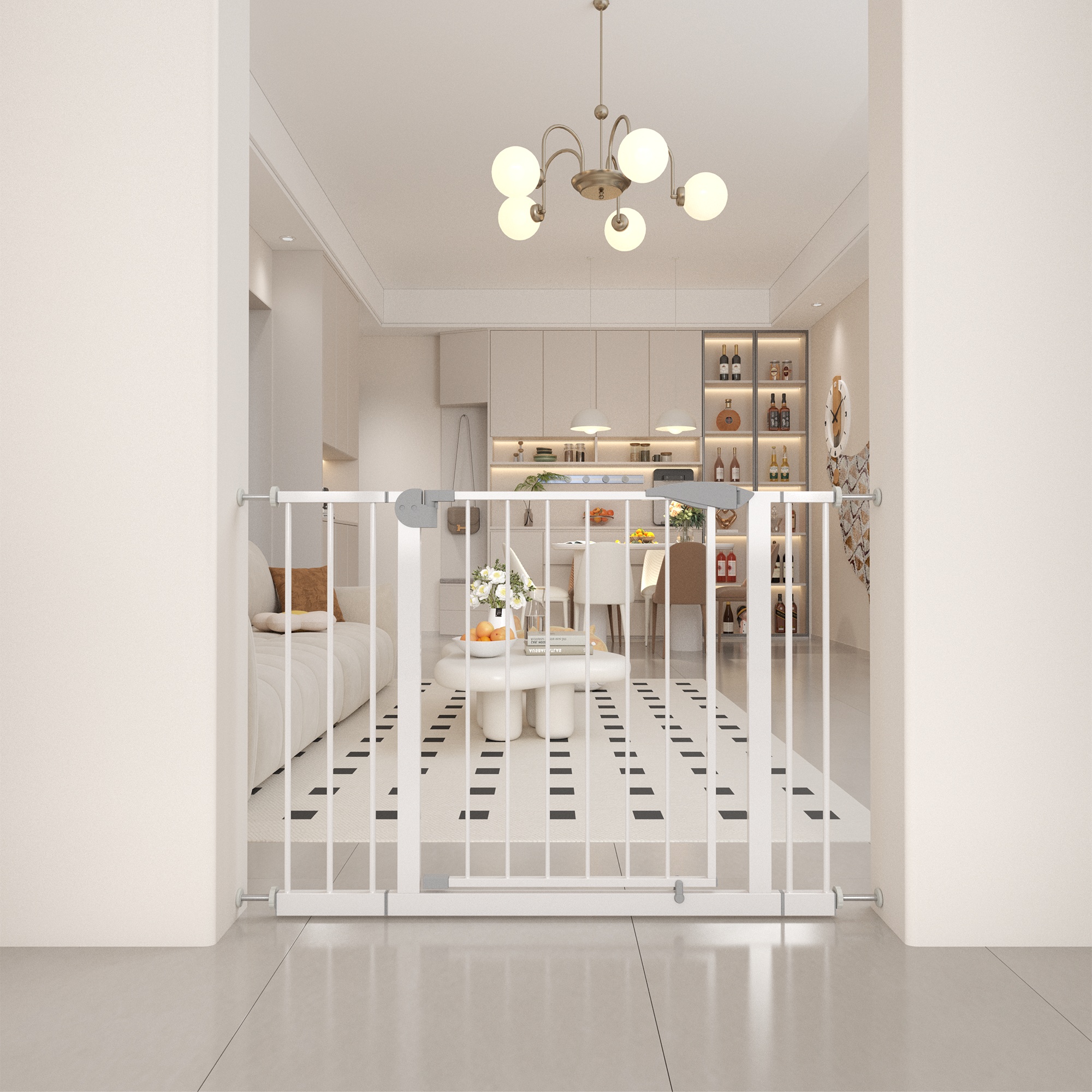 Extra-Wide Walk-Through Pet Gate, 29.5 to 45.3 in, Pressure Mounted - Image 2