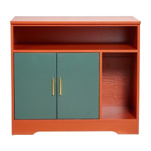 Litter Box Cabinet with Shelf and Storage, 31 in, Red and Green