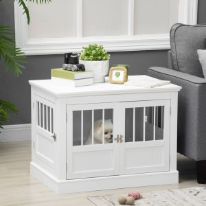 White Dog Crate End Table, Furniture Style, for Small Dogs