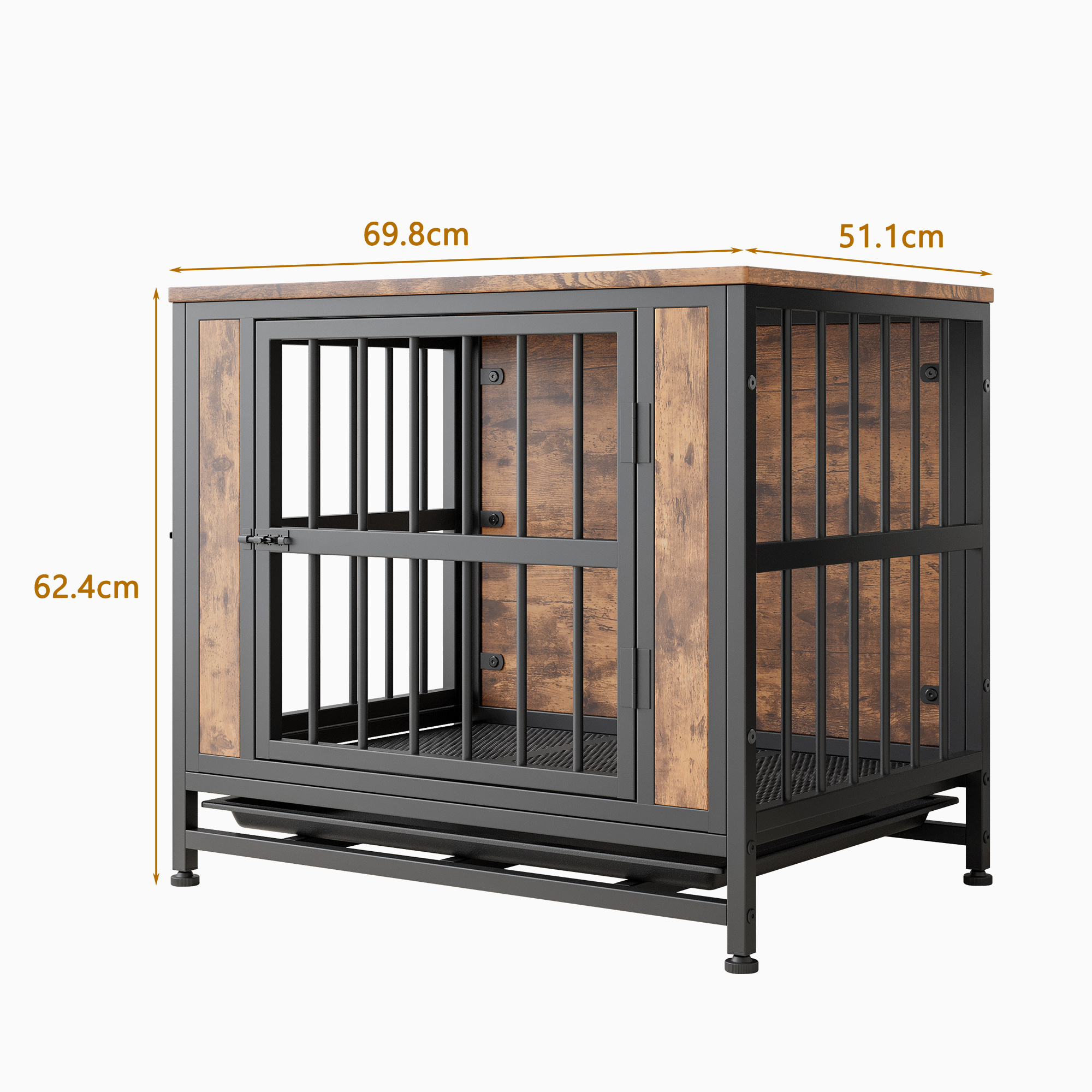 Rustic Dog Crate Side Table with Sliding Doors, 27.5 in - Image 6