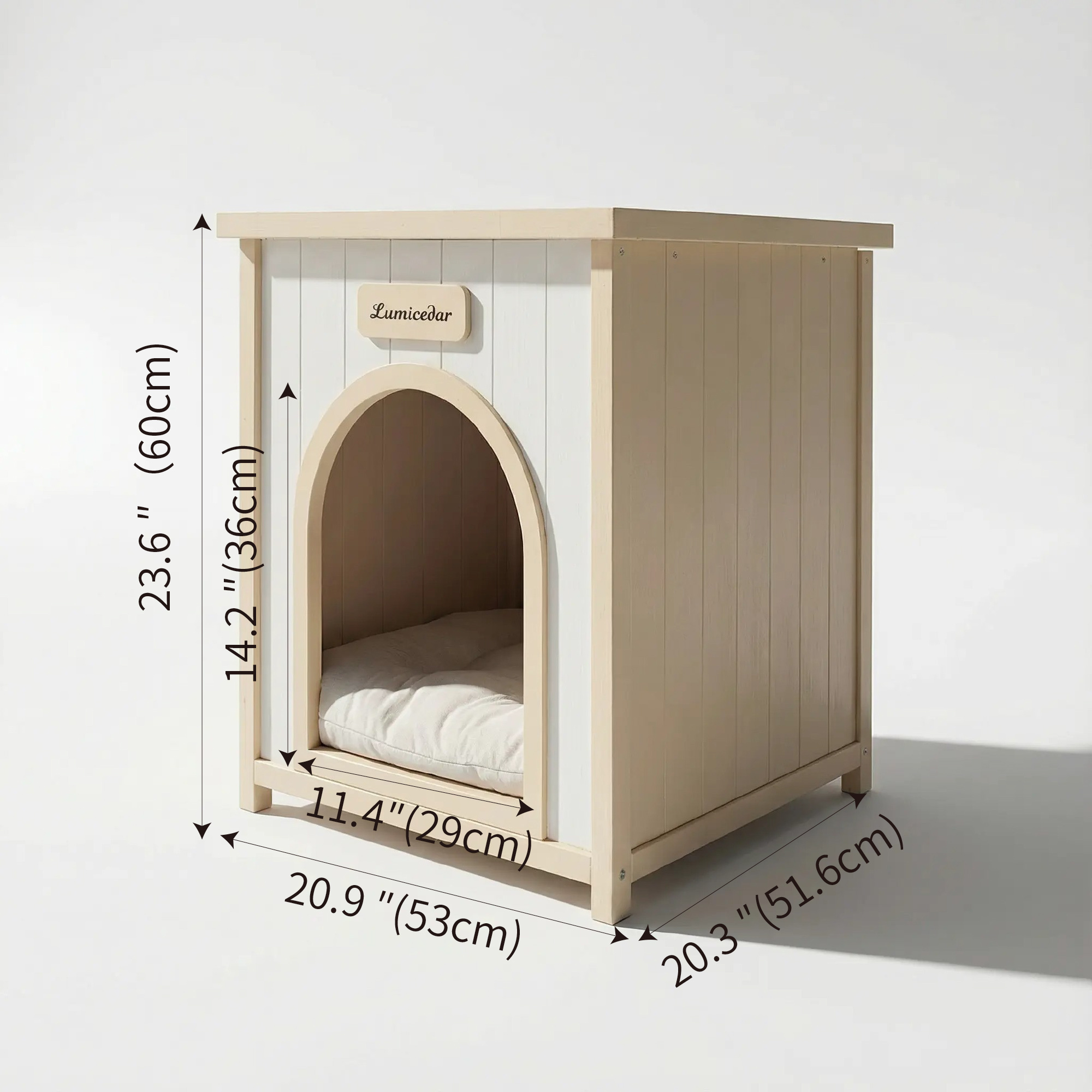 Modern Indoor Wooden Dog House with Cushion, Doubles as Side Table - Image 8