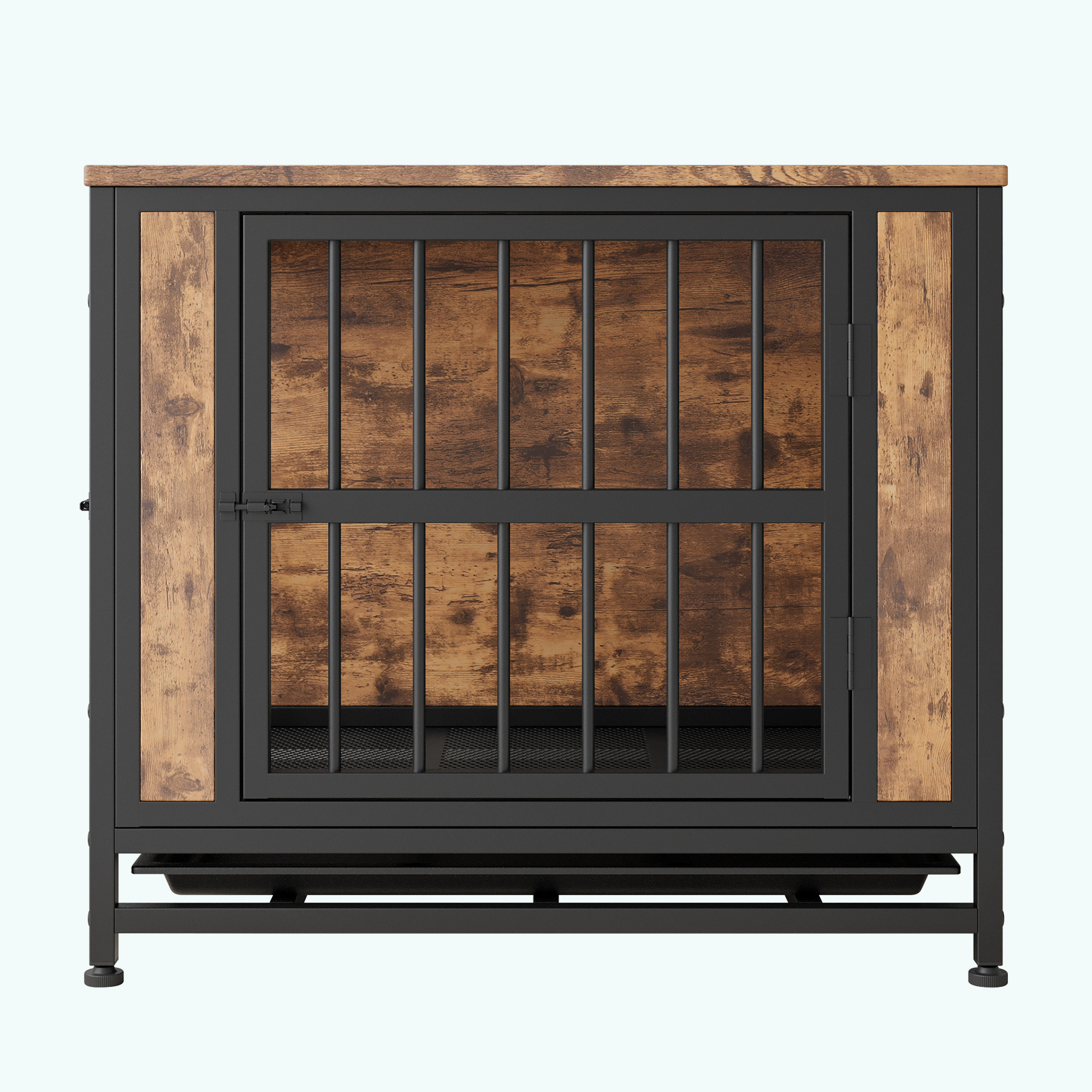 Rustic Dog Crate Side Table with Sliding Doors, 27.5 in - Image 9