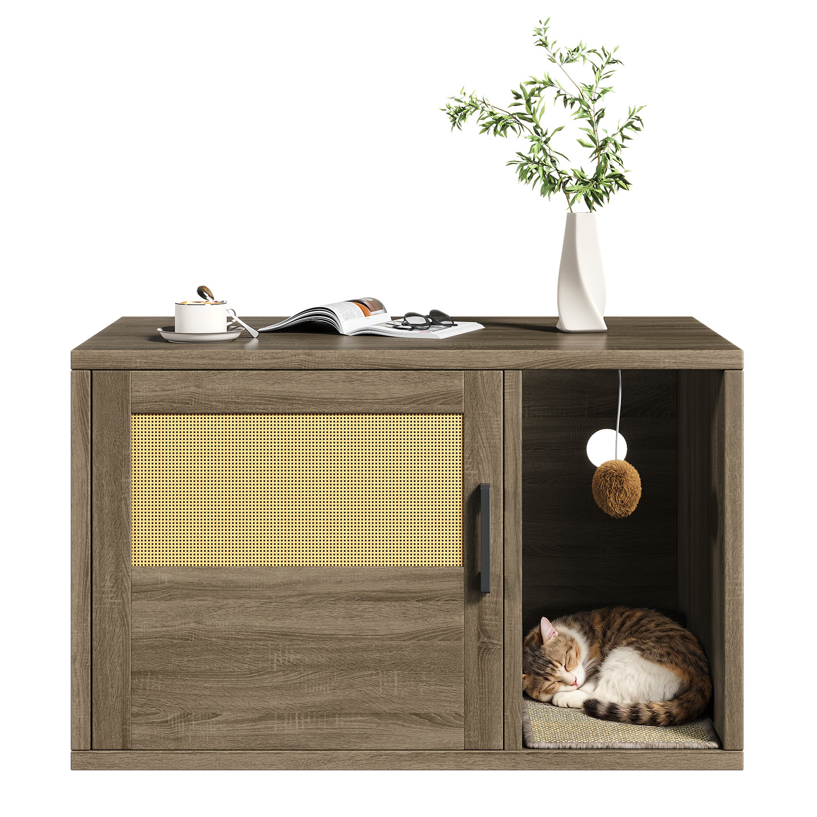 Cat Litter Box Enclosure Side Table with Scratching Pad - Image 2