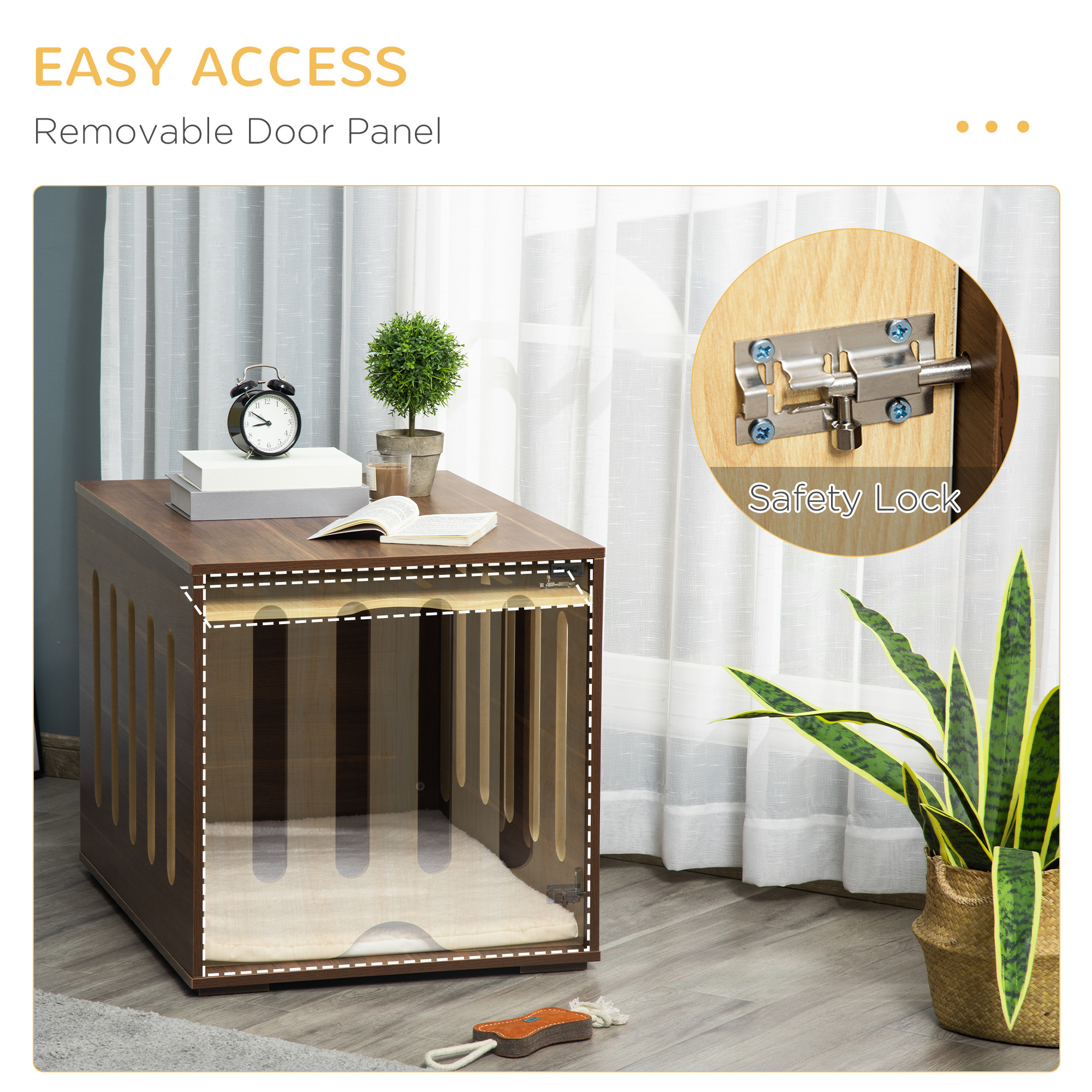 Dog Crate End Table with Cushion and Slide-Under Door - Image 3