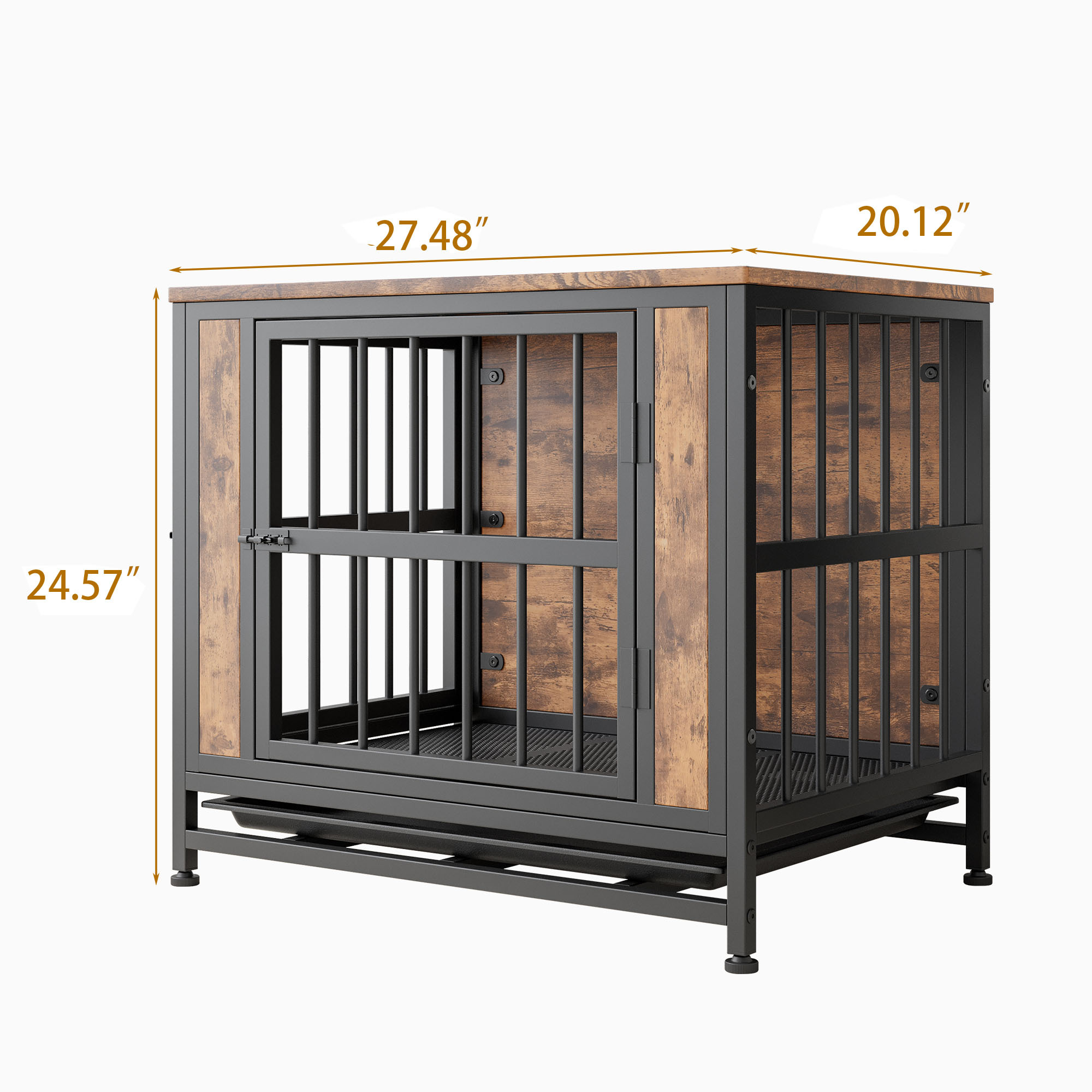 Rustic Dog Crate Side Table with Sliding Doors, 27.5 in - Image 7