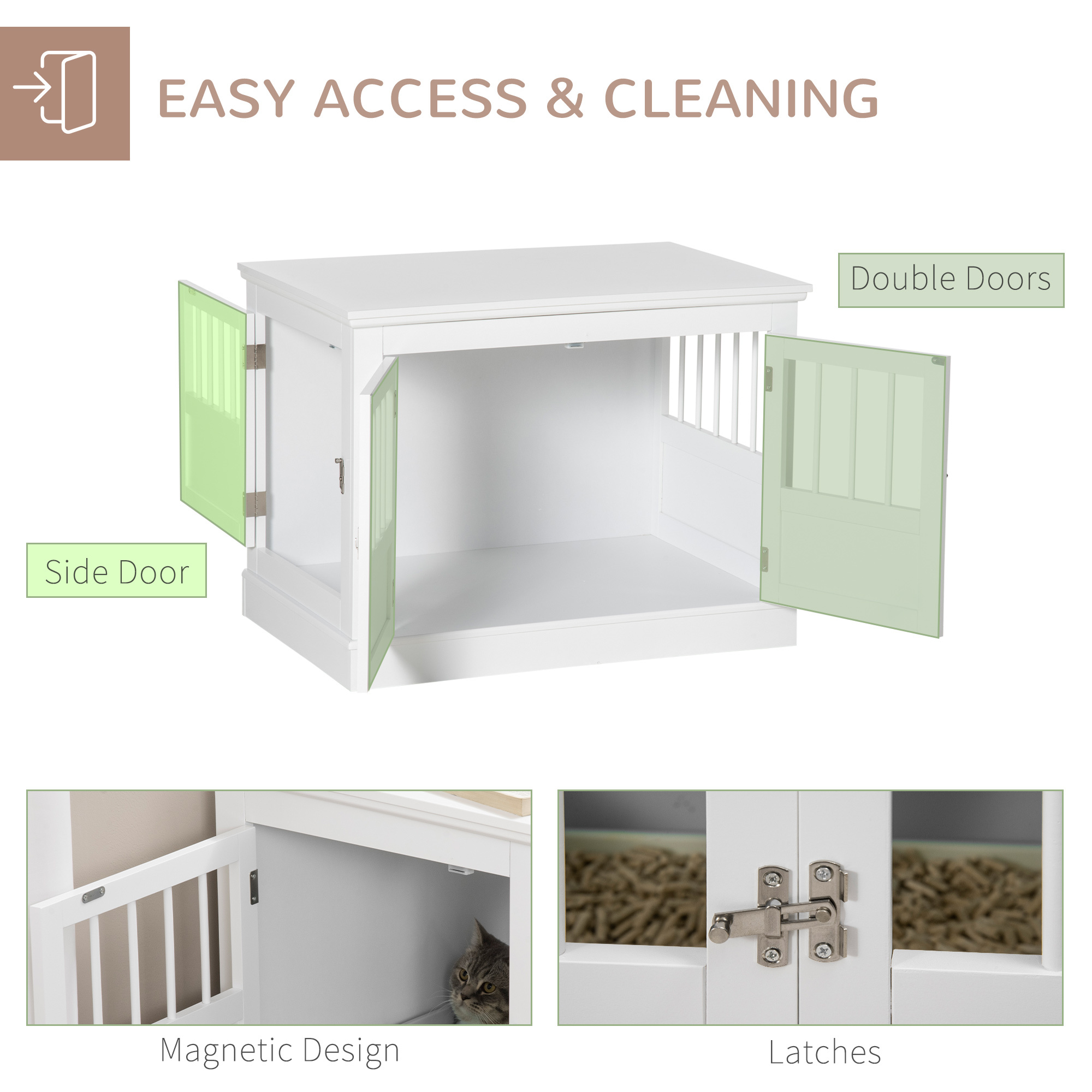White Dog Crate End Table, Furniture Style, for Small Dogs - Image 4