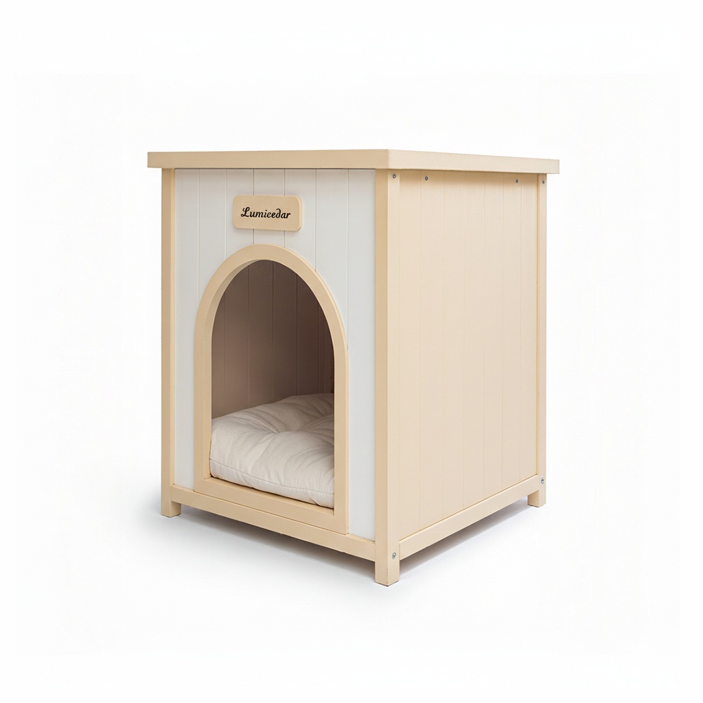 Modern Indoor Wooden Dog House with Cushion, Doubles as Side Table - Image 10